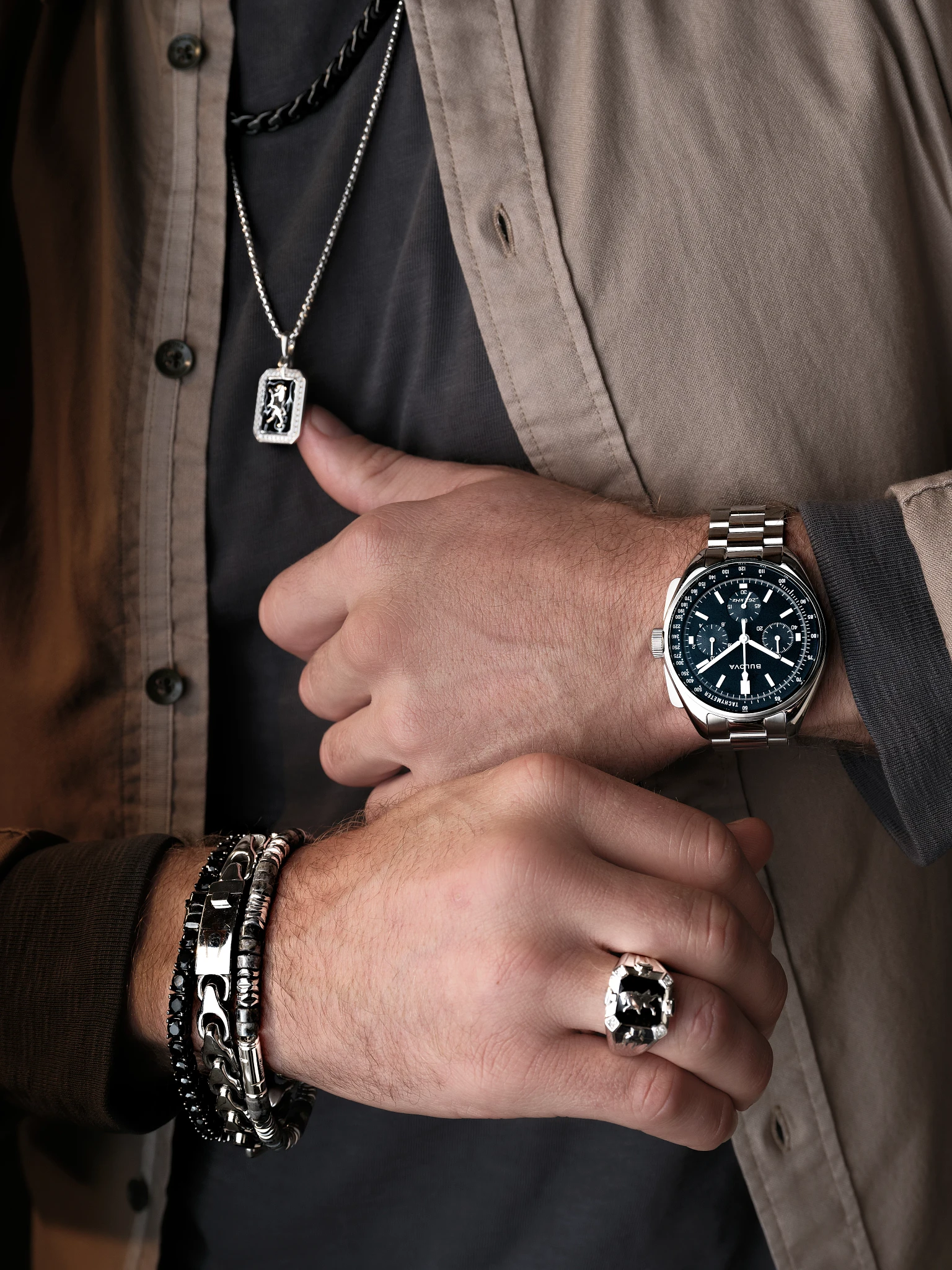 Black Dial Stainless Steel Bracelet Lunar Pilot 96K111 | Bulova
